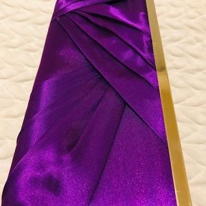 Purple Satin Clutch with Gold Metal Edging NWOT Item #1836